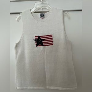 Carolyn Taylor Red White Blue Star Sleeveless Knit Top Size XL